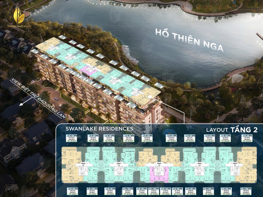 Căn hộ trung tầng Swanlake Eco Central Park Vinh 74m² giá 4 tỷ - Sẵn sàng nhận booking!