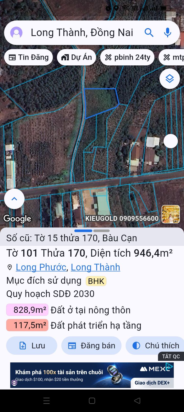 Đất thổ cư Long Phước, Long Thành 946m² chỉ 2.499 tỷ - Gần trục chính, đầu tư sinh lời!