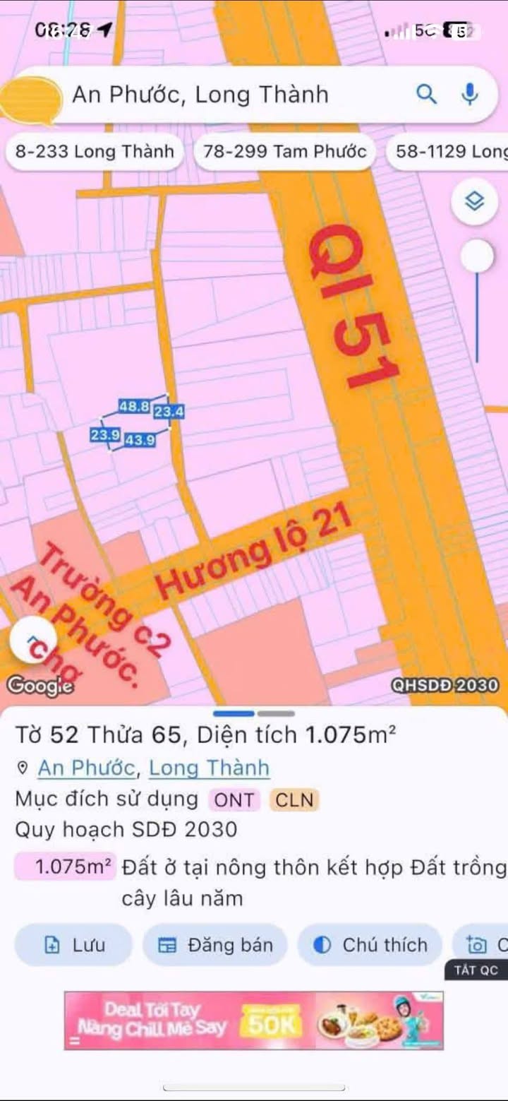 Đất thổ cư 300m² tại Tam An, Long Thành, 1075m² - Giá tốt cho nhà đầu tư nhanh tay