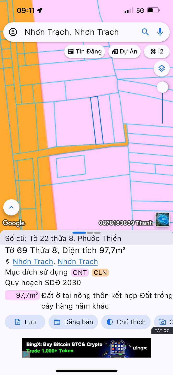 Đất nền thổ cư xã Phước Thiền, Nhơn Trạch 98m² - Giá tốt 1.65 tỷ!