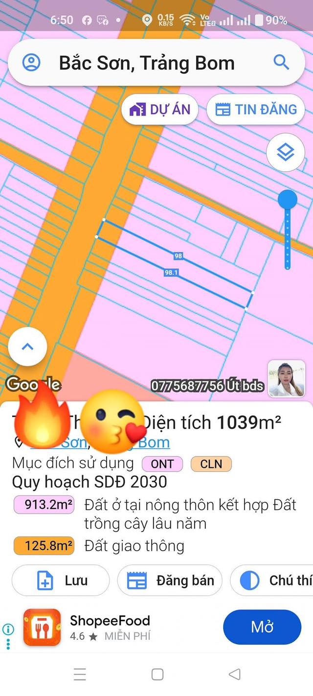 Đất mặt tiền Bắc Sơn, Long Thành 980m² giá 12 tỷ - Kinh doanh thuận lợi!