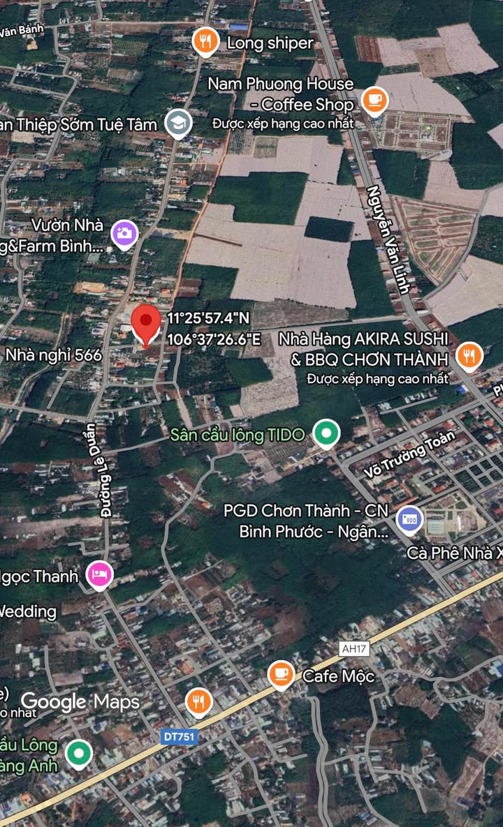 Đất nền Chơn Thành 210m² giá thỏa thuận - Đường thông, dân cư đông đúc!