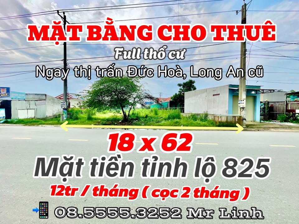 Cho thuê mặt bằng mặt tiền Tỉnh lộ 825 Đức Hòa - Thích hợp kinh doanh đa ngành!