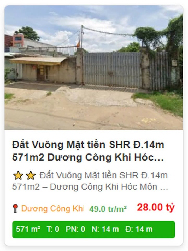 Đất mặt tiền Dương Công Khi Hóc Môn 571m² - Sổ hồng chính chủ, giá thỏa thuận!