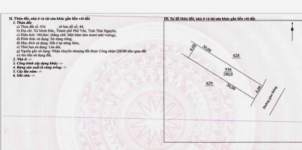 Đất vàng 180m² tại Minh Đức, Phổ Yên - Giá chỉ 1 tỷ - Cơ hội đầu tư tuyệt vời!