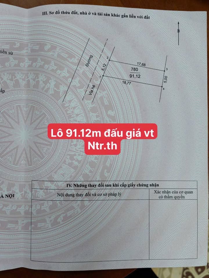 Đất Vân Tảo 91m² giá thỏa thuận - Khu dân cư thân thiện, đường thông rộng