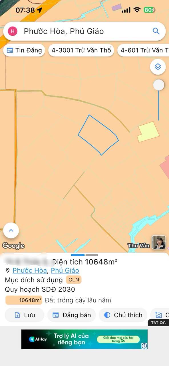 Đất trồng cao su 10.648m² tại Phước Hòa, Phú Giáo giá 7.5 tỷ - Đầu tư an toàn dài hạn!