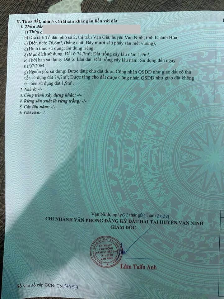 Mặt tiền kinh doanh Vạn Giã 74m² giá 2 tỷ - Cơ hội đầu tư hấp dẫn!