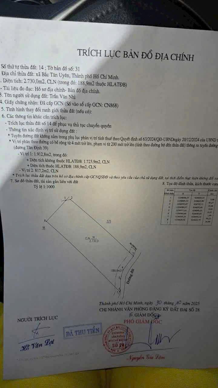 Đất nền Tân Định, Tân Uyên 2700m² giá chỉ 1 tỷ - Cơ hội đầu tư sinh lời cao!