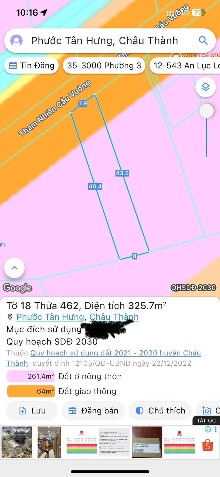 Đất thổ cư mặt tiền nhựa 328m² xã Phước Tân Hưng, Châu Thành - Giá chỉ 1.5 tỷ, thương lượng!