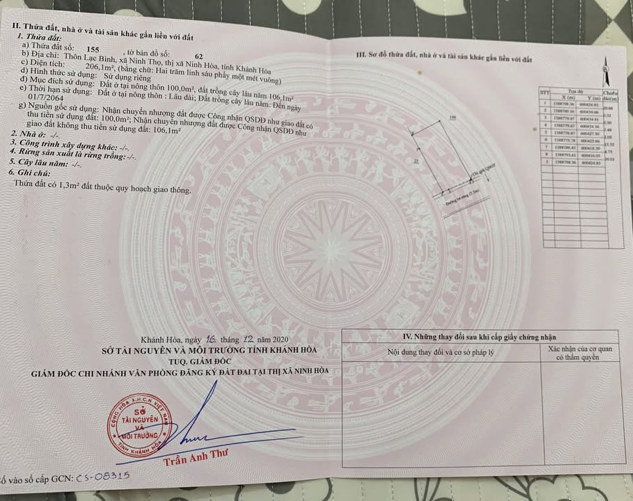 Đất thổ cư thôn Lạc Bình, xã Bắc Ninh, 206m² giá 1.6 tỷ - Tiềm năng phát triển!