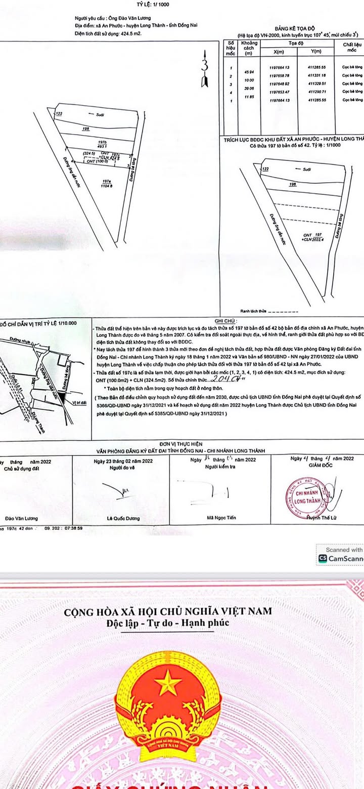 Đất 2 mặt tiền An Phước Long Thành 424,5m² giá chỉ 13 triệu/m² - Cơ hội đầu tư tuyệt vời!