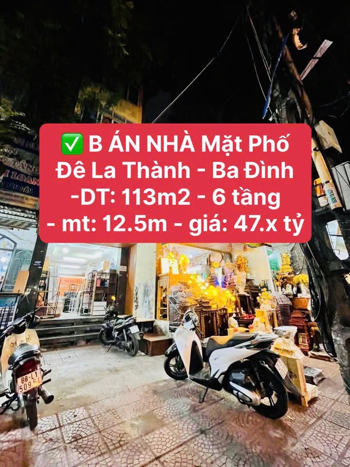 Bán nhà mặt phố Đê La Thành, Ba Đình 113m² giá 47 tỷ - Kinh doanh sầm uất!