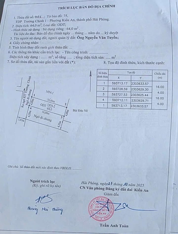Đất nền góc ngõ 71 Đồng Hòa 64m² giá chỉ 3 tỷ - Vị trí đẹp nhất Kiến An!