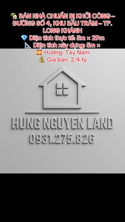 Nhà phố Bầu Trâm, TP. Long Khánh 145m² giá 2,4 tỷ - Thiết kế hiện đại, sẵn sàng khởi công!