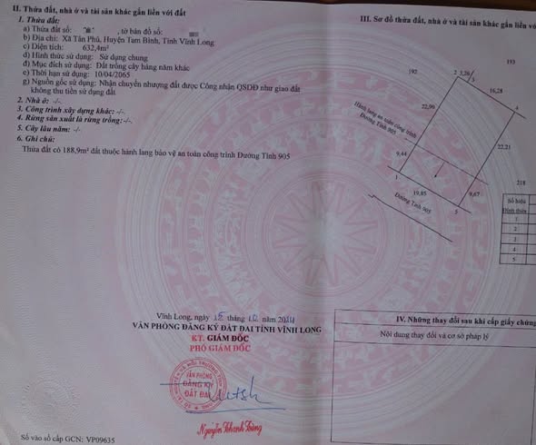 Đất nền Tân Phú, Tam Bình 632m² giá 1.644 tỷ - Đầu tư sinh lời ngay!