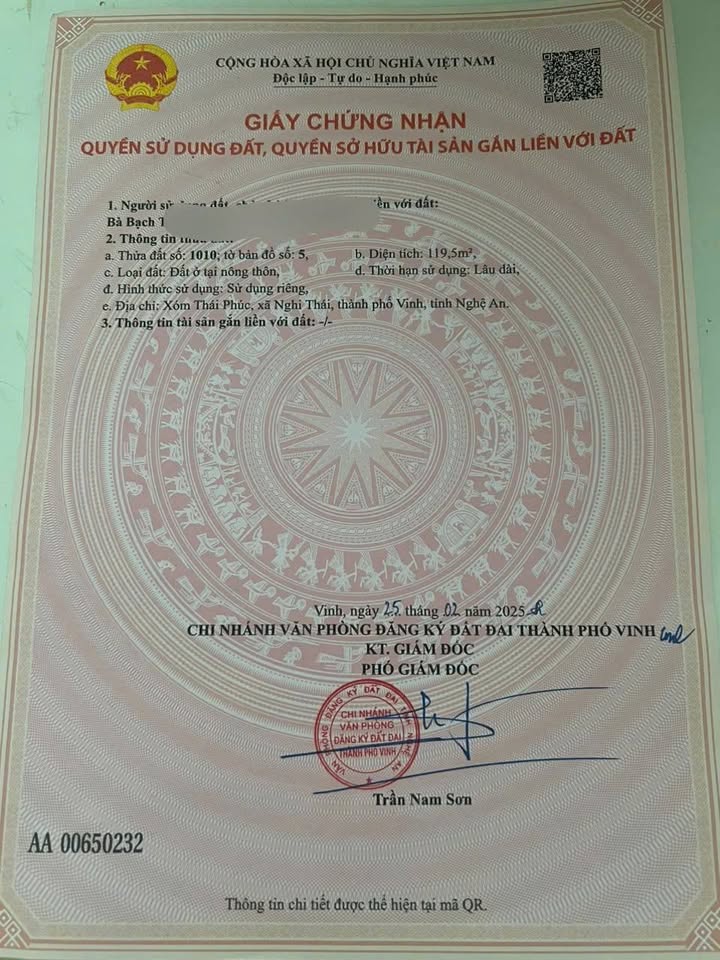 Đất nền Thái Phúc, Nghi Thái 120m² giá 1.9 tỷ - Cơ hội đầu tư hấp dẫn!