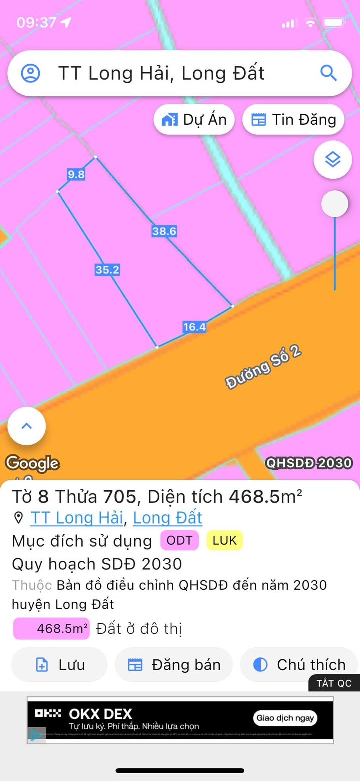 Đất mặt tiền đường Số 2, xã Long Hải, 468m² giá 8.5 tỷ - Cơ hội đầu tư hấp dẫn!