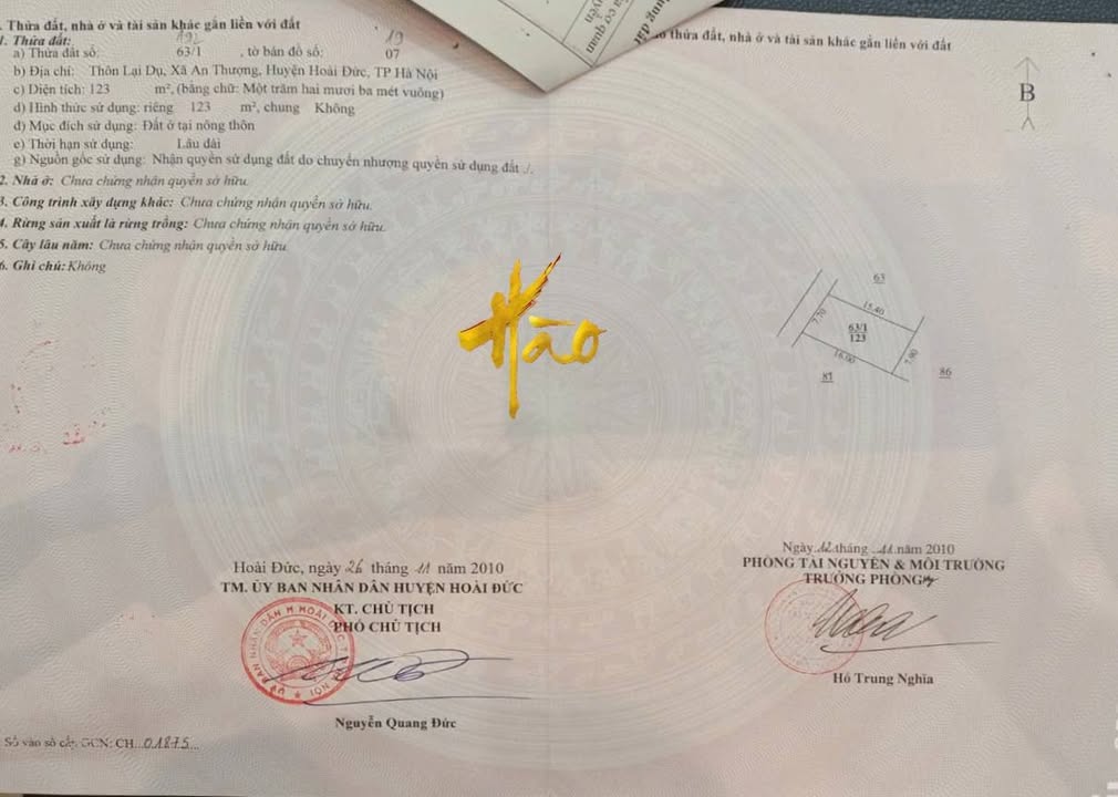 Đất thổ cư 123m² xã An Khánh, Hoài Đức giá chỉ 9.84 tỷ - Đầu tư sinh lời ngay!