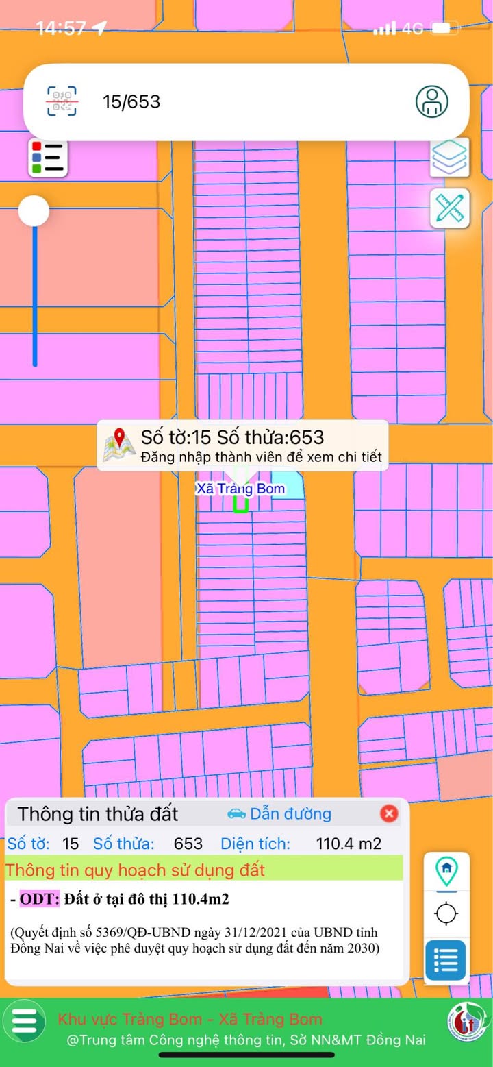 Đất thổ cư đường Nguyễn Huệ Trảng Bom 110.54m² giá 2.9 tỷ - Vị trí trung tâm tiện ích đầy đủ!