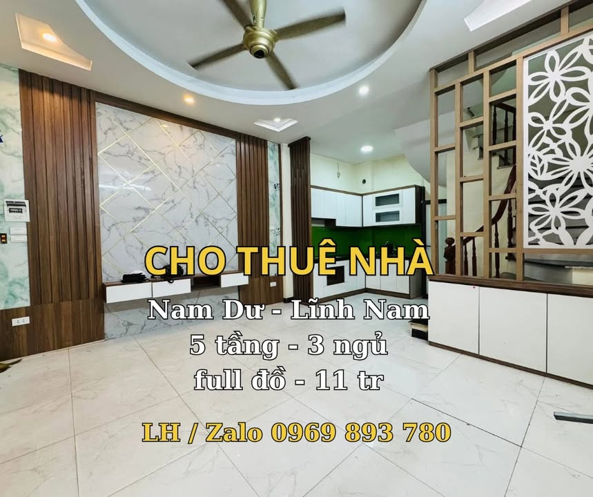 Nhà cho thuê đường Nam Dư, Lĩnh Nam 5 tầng, 3 phòng ngủ - Full nội thất tiện nghi!