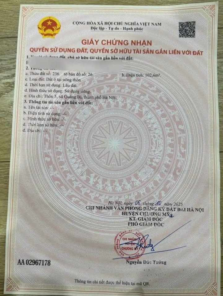 Đất nền thổ cư xã Quảng Bị 100m² - Sổ đỏ trao tay, pháp lý rõ ràng!