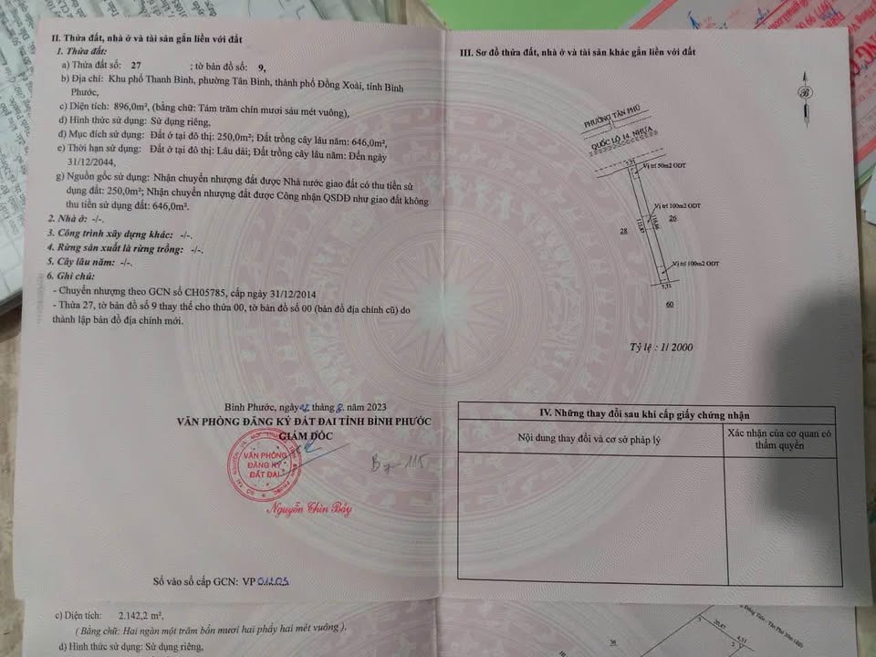 Đất nền Tân Bình Đồng Xoài 902m² giá 13 tỷ - Cơ hội đầu tư hấp dẫn!