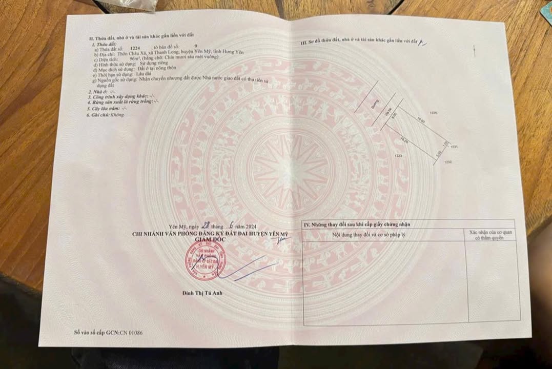 Lô đất 96m² tại xã Thanh Long, Yên Mỹ, Hưng Yên - Phát triển mạnh mẽ, giá chỉ 3 tỷ!