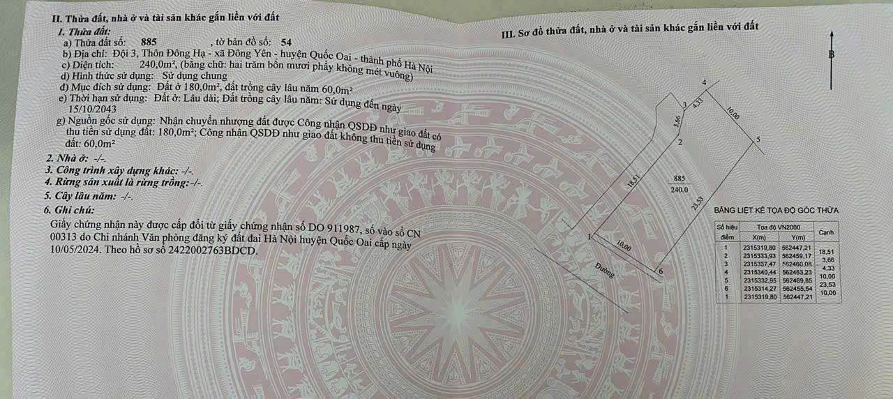 Đất nền lô góc 240m² tại xã Phú Cát, Quốc Oai - Giá chỉ 4.8 tỷ!