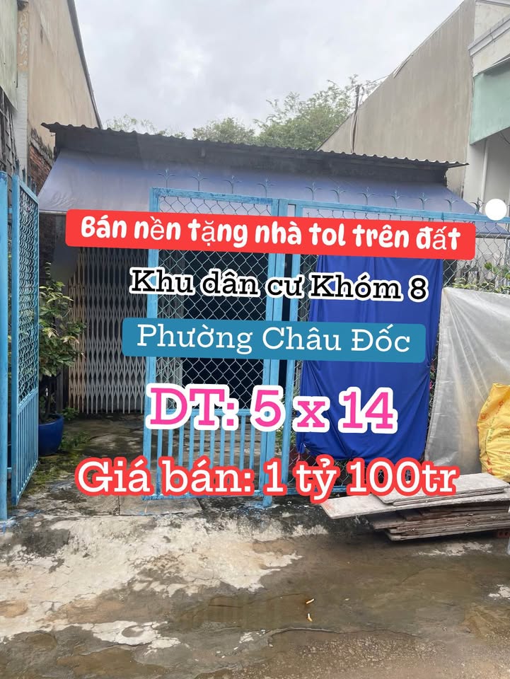Đất nền Châu Đốc 70m² giá 1.1 tỷ - Tặng nhà tol trên đất!