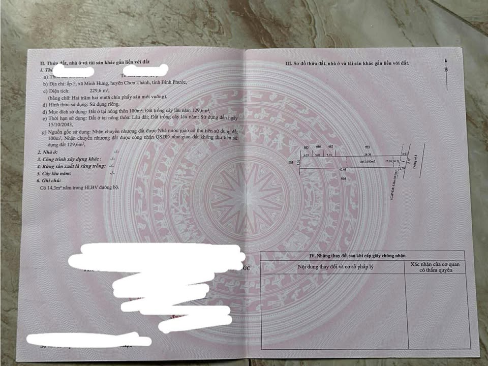 Đất nền xã Minh Hưng, huyện Chơn Thành 210m² giá 800 triệu - Sổ hồng chính chủ!