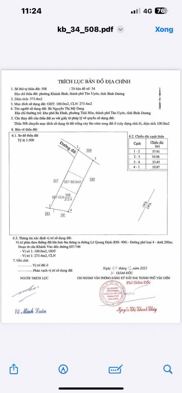 Đất nền Khánh Bình, Tân Uyên 100m² giá 2.85 tỷ - Sổ đỏ chính chủ