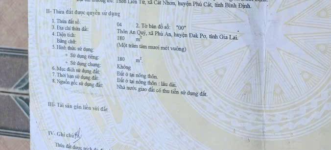 Đất thổ cư 180m² tại Phú An, Đăk Pơ, Gia Lai - Giá 500 triệu, thương lượng nhẹ!