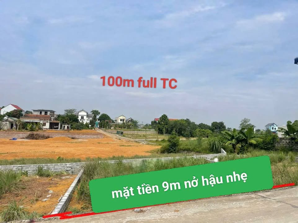 Đất thổ cư Hòa Trúc, Thạch Thất 100m² giá chỉ 1.9 tỷ - Mặt tiền 9m, ô tô vào tận nơi!