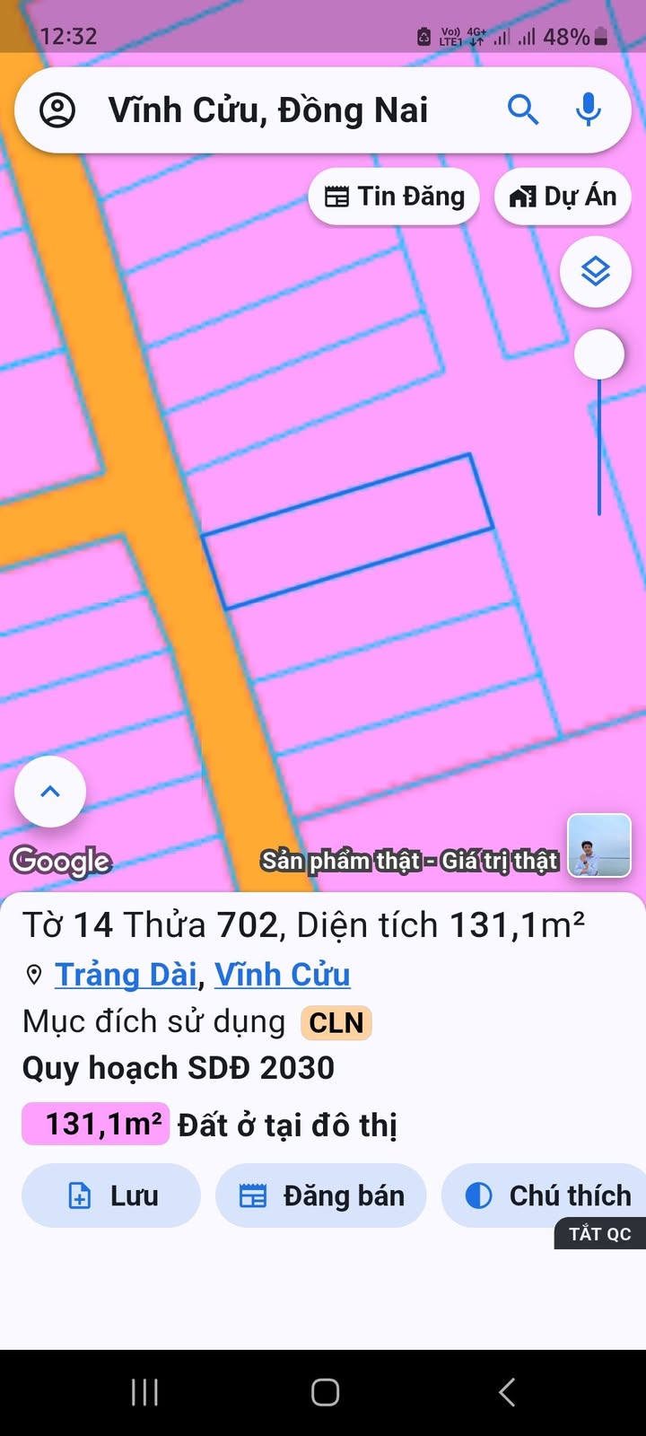 Đất mặt tiền kinh doanh Trảng Dài 132m² giá 2.1 tỷ - Sổ đỏ chính chủ!