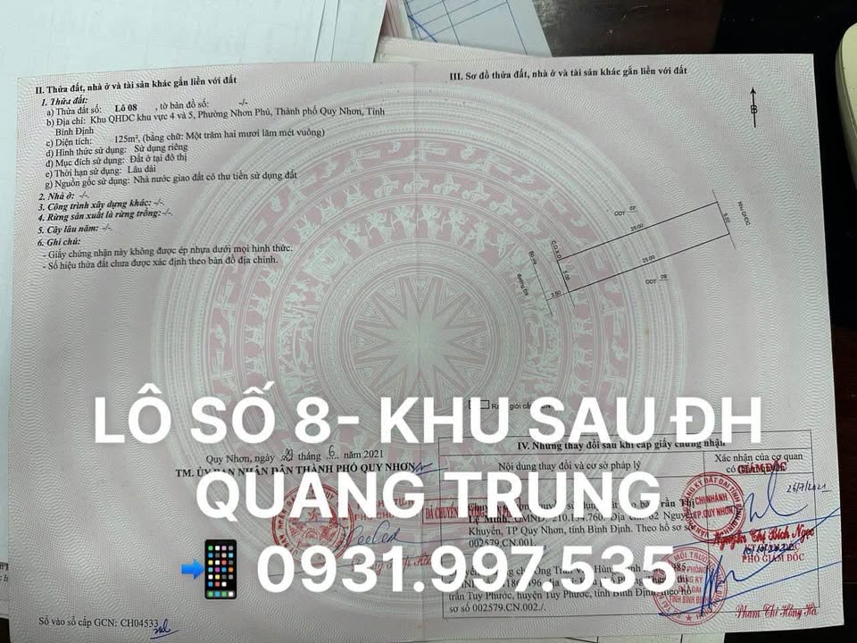 Đất nền Nhơn Phú, Quy Nhơn 125m² giá 2.188 tỷ - Tiềm năng đầu tư vượt trội!