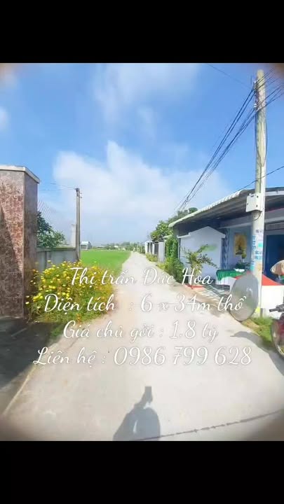 Đất thổ cư 204m² tại Thị Trấn Đức Hòa, giá chỉ 1.8 tỷ - Cơ hội đầu tư tuyệt vời!