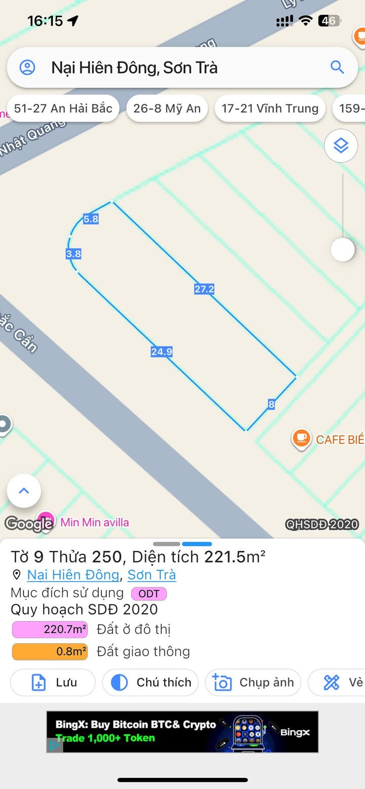 Đất 2 mặt tiền Lý Nhật Quang, Sơn Trà 222m² giá 21 tỷ - Tiềm năng tăng giá cực cao!