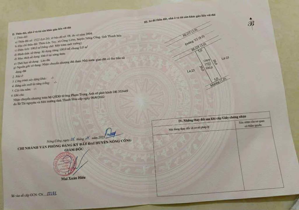 Đất nền giá tốt tại Lộc Tuy, xã Công Liêm 100m² giá 600 triệu - Cơ hội đầu tư hấp dẫn!