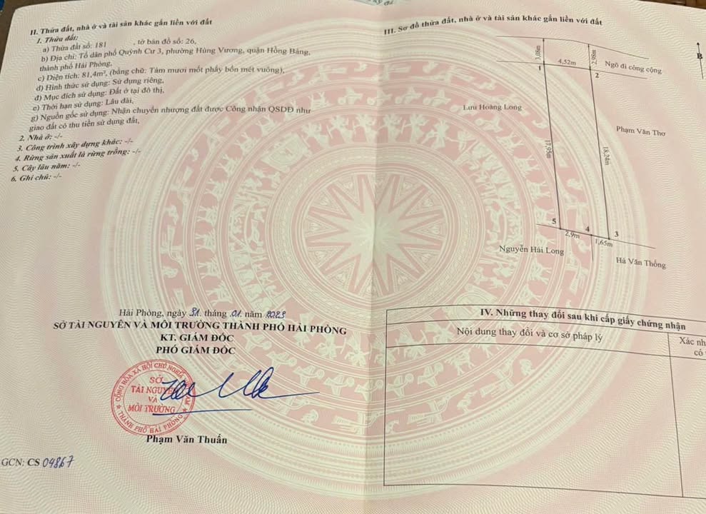 Đất nền Quỳnh Cư, Hùng Vương, Hồng Bàng 81.4m² chỉ 1.72 tỷ - Sổ đỏ chính chủ!