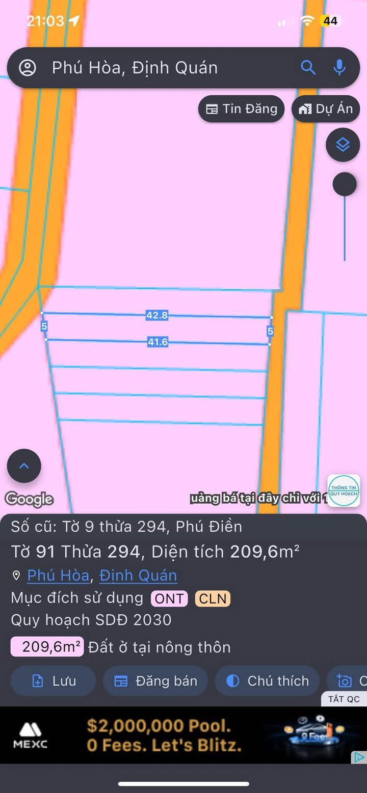 Bán lô đất Phú Hòa, Định Quán 210m² giá 520 triệu - Sổ đỏ chính chủ!