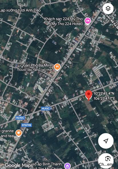 Đất thổ cư Tân Mỹ Chánh, Mỹ Tho 193m² giá 480 triệu - Cơ hội đầu tư tuyệt vời!