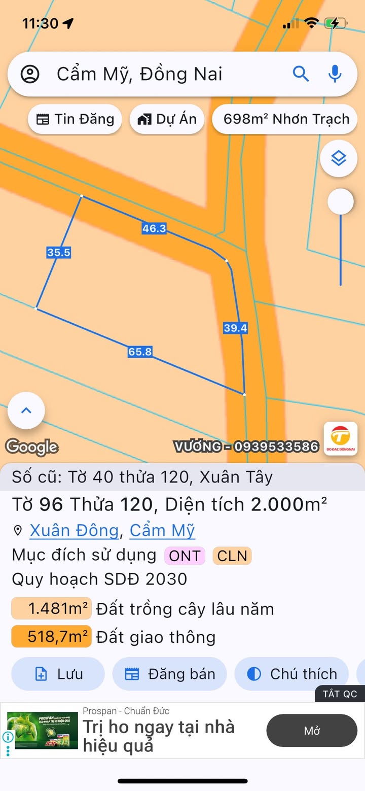Đất nền Cẩm Mỹ 2000m² giá 2.1 tỷ - Đầu tư sinh lời ngay!