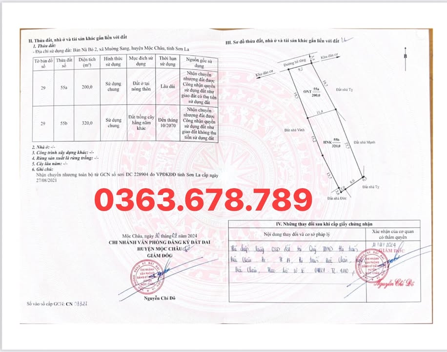 Đất thổ cư Mộc Châu 520m² giá 3 tỷ - Nở hậu đẹp, đầu tư sinh lời!