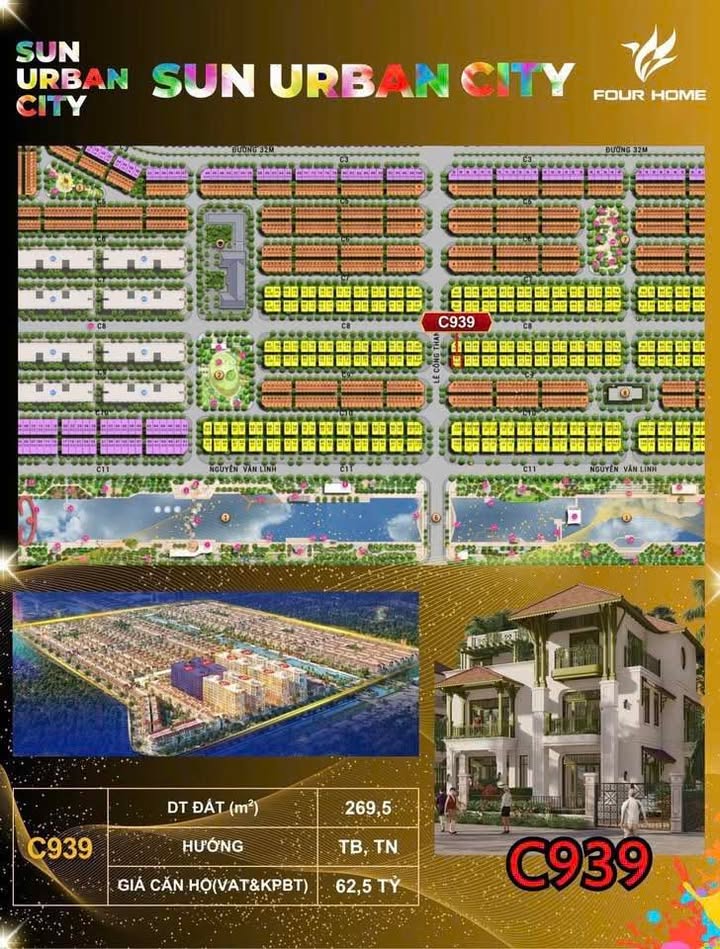 Biệt thự Sun Urban City Phủ Lý 269m² giá 62.5 tỷ - Không gian sống đẳng cấp!