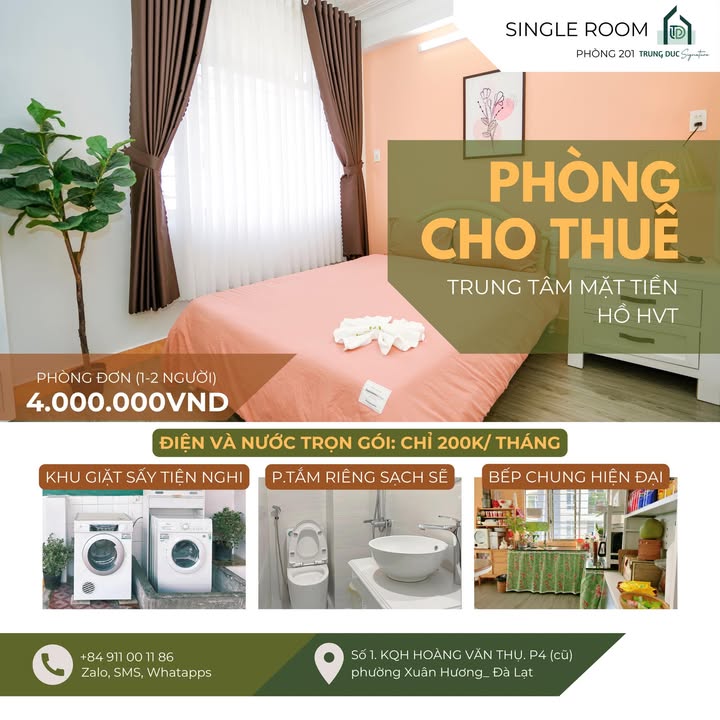 Phòng cho thuê tại Đà Lạt 4 triệu - Tiện nghi đầy đủ, vị trí vàng!