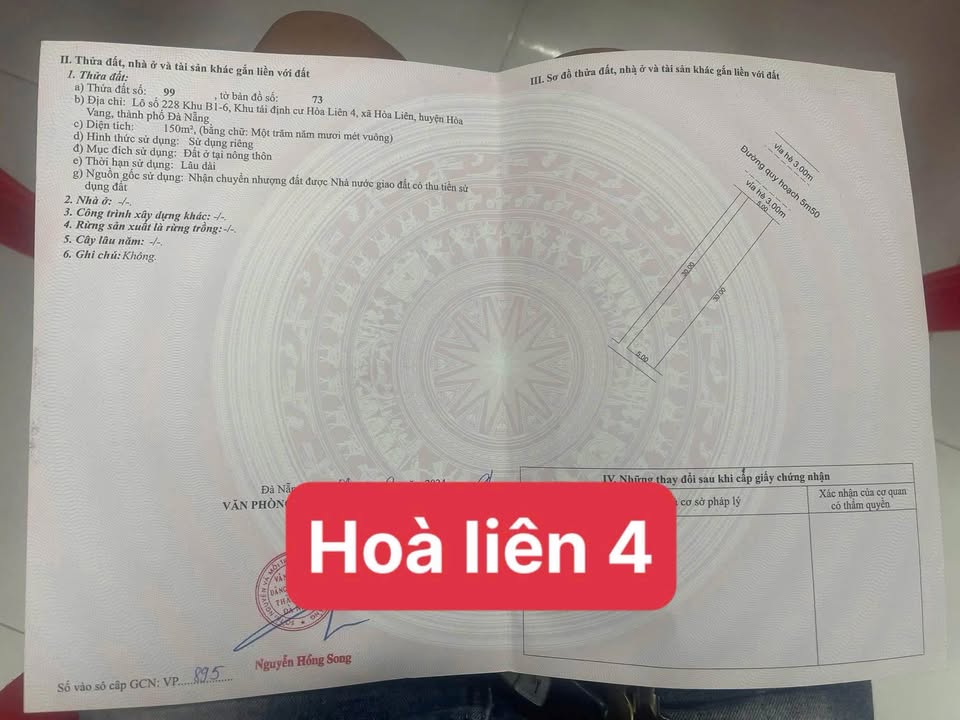 Đất nền Hòa Liên, Đà Nẵng 150m² giá 2 tỷ - Cơ hội đầu tư hấp dẫn!