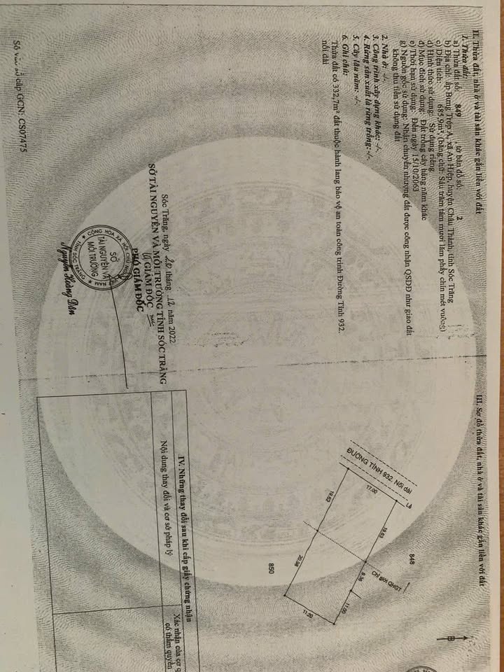 Đất mặt tiền đường 932, Châu Thành, Sóc Trăng - Diện tích 15.000m², Giá 1.05 tỷ - Cơ hội đầu tư tuyệt vời!