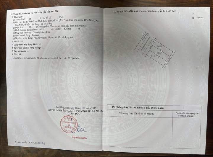 Đất nền nhà vườn Hòa Ninh Đà Nẵng 92,5m² giá thỏa thuận - Đầu tư sinh lời ngay!