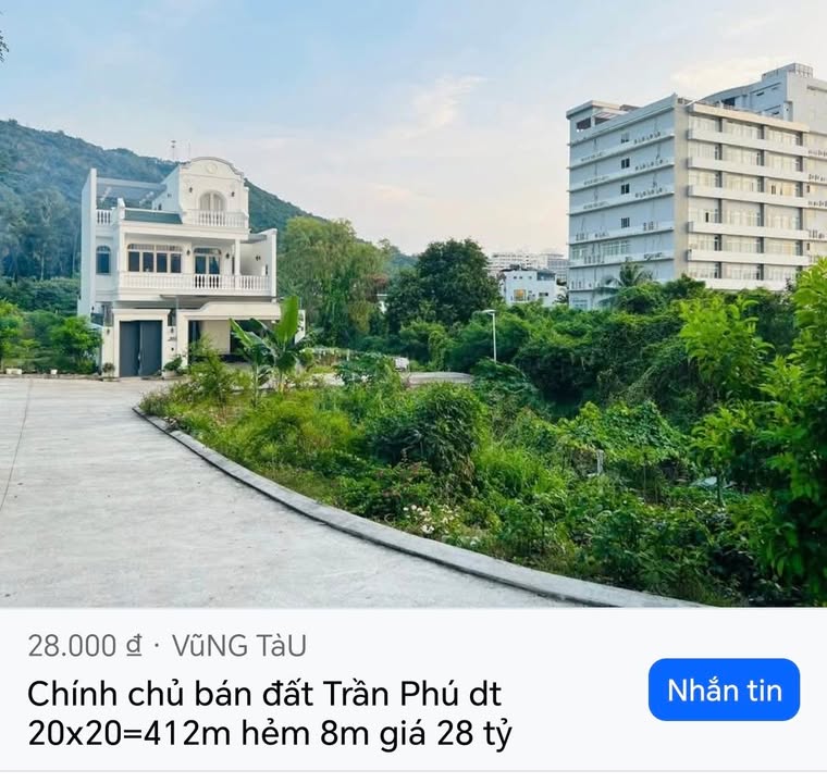 Đất Hẻm Đường Trần Phú, Vũng Tàu 412m² giá 28 tỷ - Vị trí đắc địa cho đầu tư!